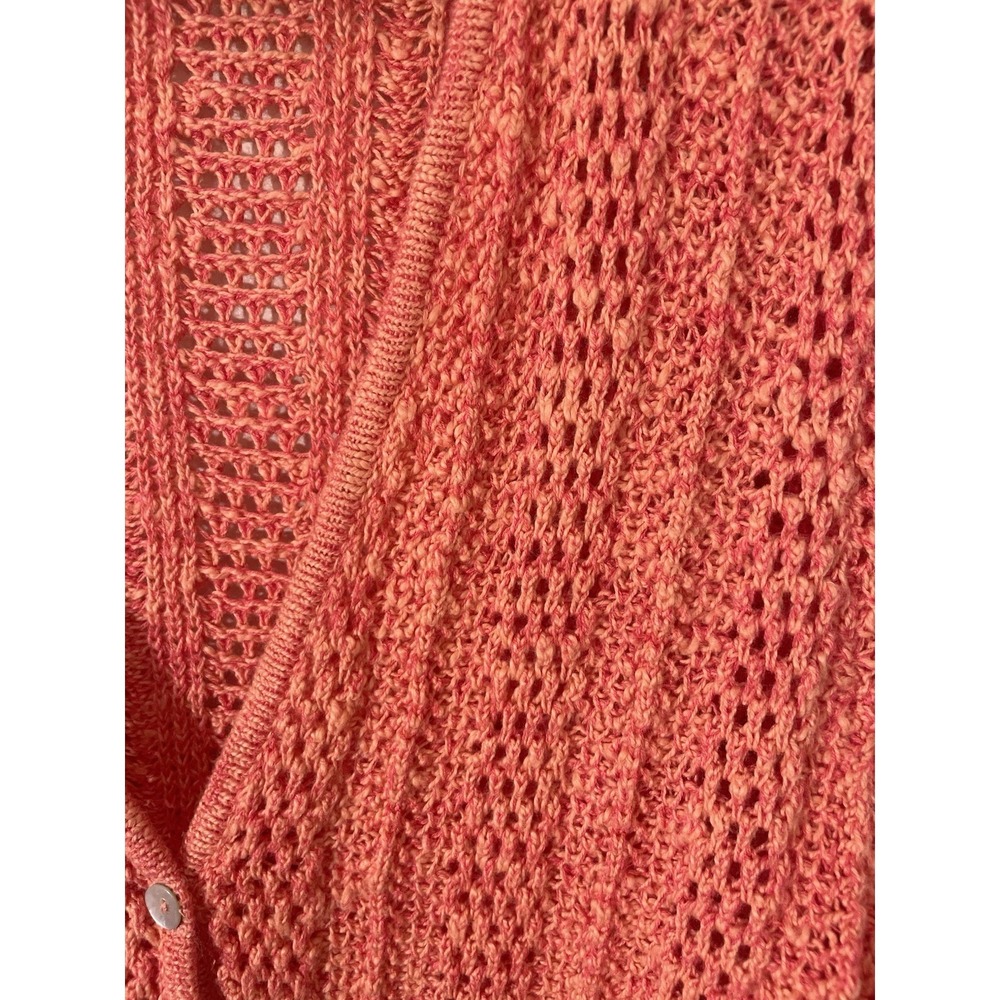 Sundance Coral Crochet Mixed Open Knit Cardigan M Cotton Quiet Luxury Preppy - Picture 6 of 10
